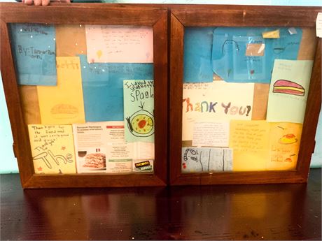 Wooden Display Case W/Handwritten Notes, Drawings & Thank You to SW