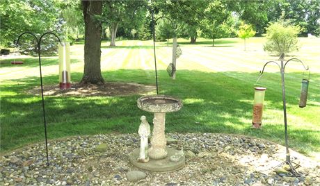 Shepard Hooks, Bird Feeders, Bird Bath