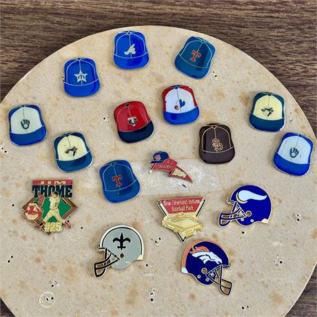 Collection of Enamel Sports Pins - Baseball, Football