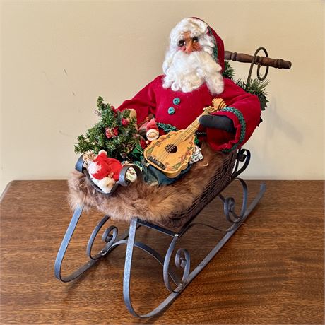 Wonderful Vintage Santa in Sleigh Christmas Decoration