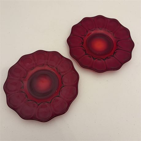 Pair of Fenton Ruby Red Glass Plates - 9"
