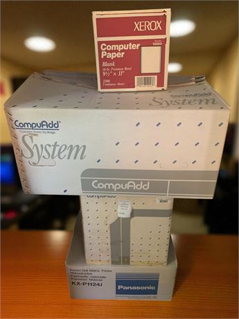 CompuAdd System, Xerox Computer Paper, Panasonic KX-P1124i Dot Matrix Printer