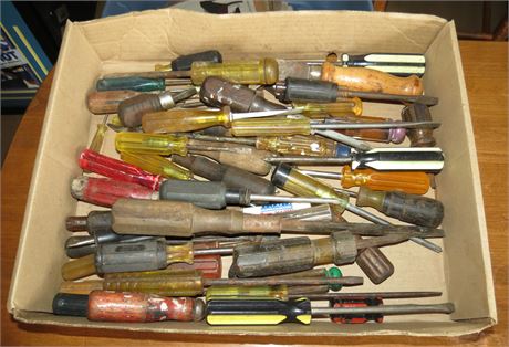 Box Of Assorted Screwdrivers