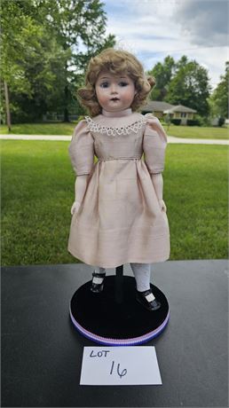 German Bavaria Wilhelm Goebel Bisque 20" Doll, Glass Eyes, HP #120