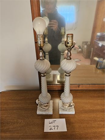 Vintage Froster Swirl Candle Stick Lamps