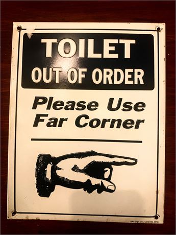 Funny Toilet Out Of Order Metal Restaurant Sign