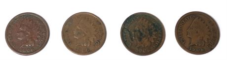 4 1906 Indian Head Pennies