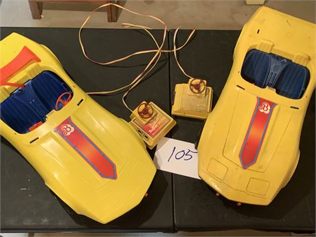 Vintage Remote Control Barbie Yellow Corvette Lot of 2