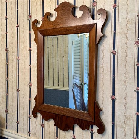 Vintage Handcrafted Wood Framed Wall Mirror - 33 x 22.5"