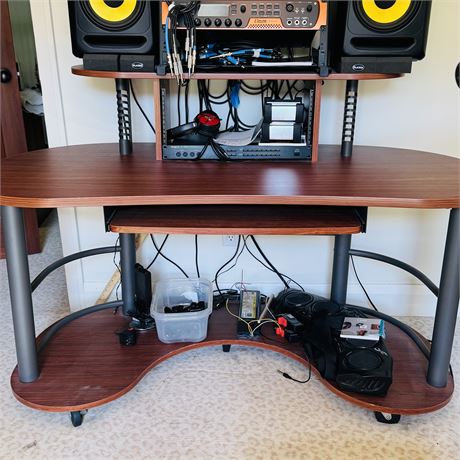 Desk w/ Customized Components for Home Studio - Approx. 58"L x 30"D x 39"T