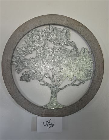 Galvanized & Wood Tree of Life Wall Hanging