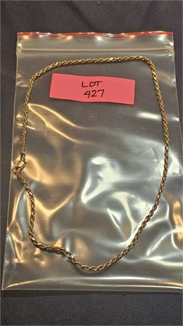 Sterling 18" (Goldtone) Rope Necklace 0.39 ozt