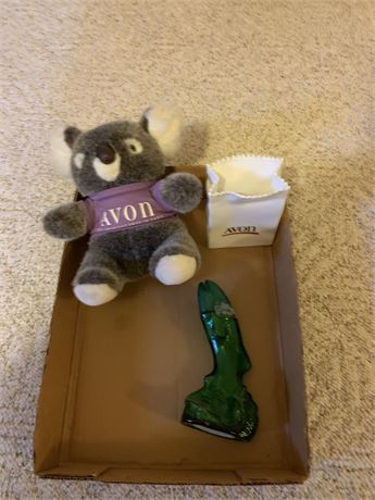 Avon Lot Bear Decanter and Ceramic Gift Bag