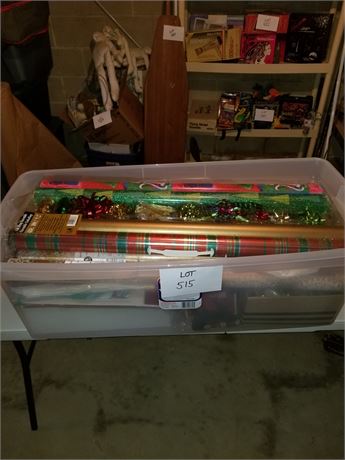 Large Lot Full of Christmas Decor-Wrapping Paper, Bows, Ornaments & More