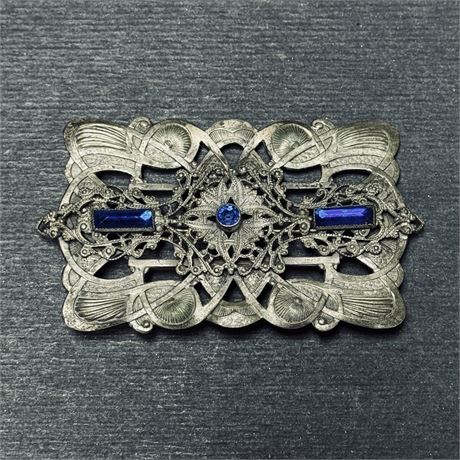 Stunning 1920's Art Deco Large 3" C-Clasp Brooch