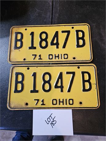 Vintage 1971 Ohio License Plate Set