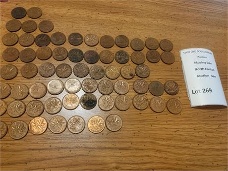 Canadian Penny Coin Lot 1920s (2), 1930s (3), 1940s (22), 1950s (9)