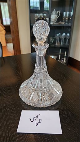 Vintage Etched Diamond Ships Decanter With Stopper