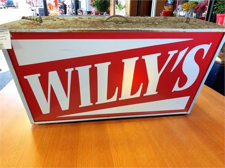 Willy's Red and White Light Up Advertising Bar Sign