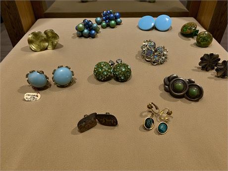 Coro Aurora Borealis Rhinestone Clip-On Earrings, Sky Blue Clip-On Earrings