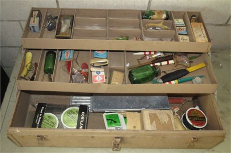 Large Vintage Tackle Box With Some Tackle