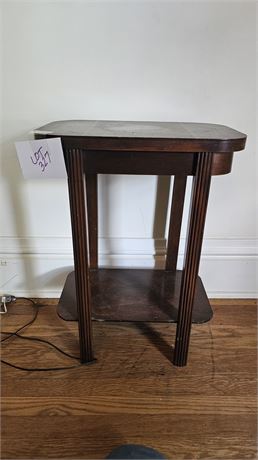 Antique Wood Inlay Side Table