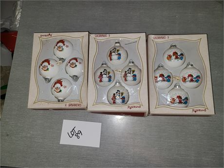 Pyramid Decorative Transfer-ware Ornaments:Santa/Snowman & Sledding Ornament