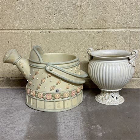 Decorative Resin Watering Can and Urn Style Vase