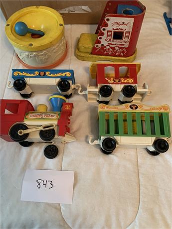 Vintage Kids Toy Train Drum and Shoe