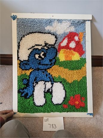 Vintage Smurf Hook Rug