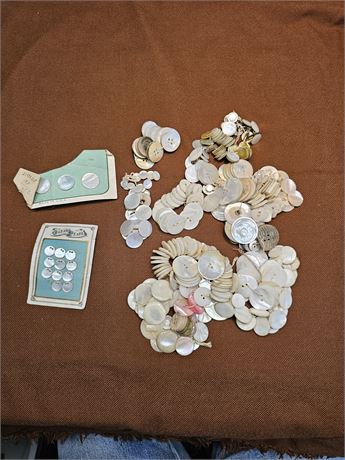 Large Lot of Mixed Glass & Mother of Pearl Buttons - Mixed Sizes