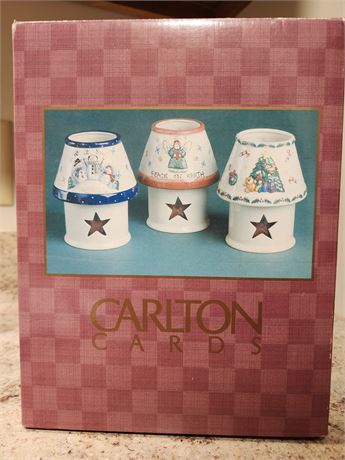 *NIB Carlton Cards Christmas Tree Candle Holder Fairy Lamp