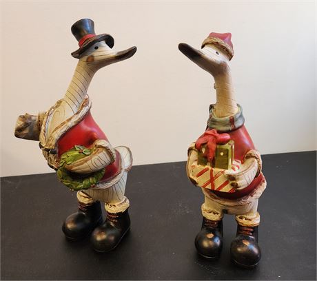 Cute Resin Holiday Duck Figurines -Set of 2