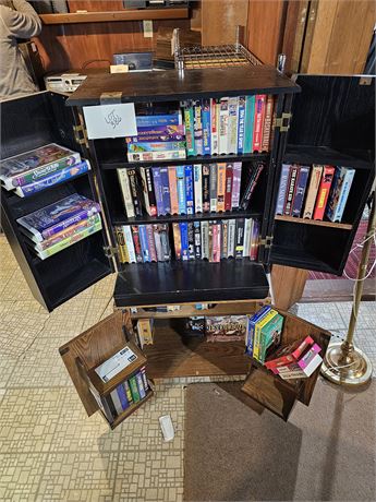 Storage VHS Shelf & Cabinet FILLED With Mixed VHS Tapes