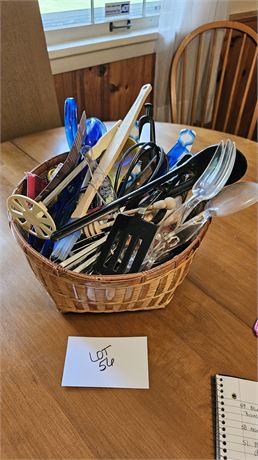 Large Lot Of Mixed Kitchen Utensils & More