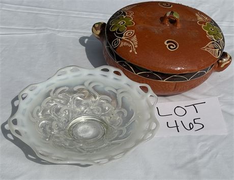 Mexican Dish & Footed Glass Dish