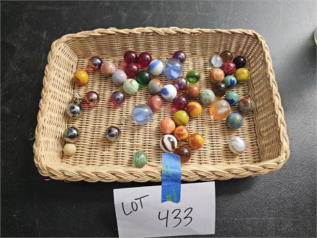 Vintage Mixed Marble Shooter Lot: Clay / Akro / Peltier "Ruby Bees" & Much More