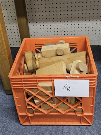 Crate Full of Wood Toys & Blocks