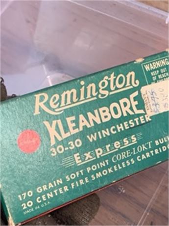 Remington Kleanbore 30-3O Ammo Box of 20 Cartridges