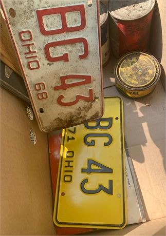 Garage Cleanout Lot - Ohio License Plates, Motor Oil Cans & More