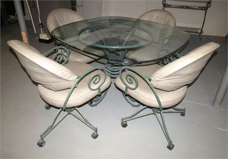 Glass Top Table, 4 Chairs