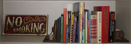 Books, Bookends, No Smoking Sign