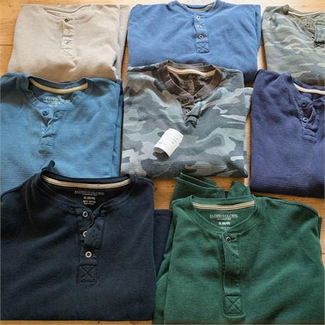 Men's Long Sleeve Henley Shirt Lot (Sizes L, XL) - Land's End, Sonoma, FG