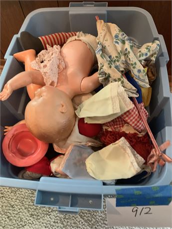 Tote of Misc Dolls Raggedy Ann Baby Dolls What Looks To Be Bradley Dolls & More