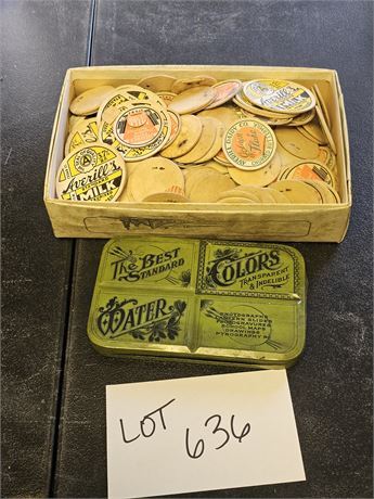 Vintage Cardboard Milk Caps - Averill's & Fredericks Caps