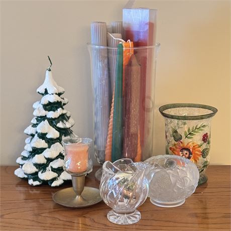 Collection of Candle Holders & Candles