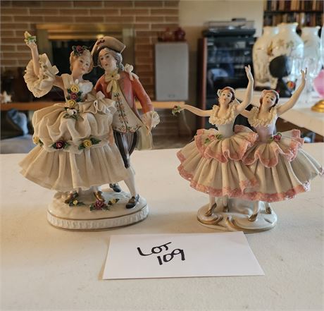 Dresden Victorian French Era Porcelain Figurines