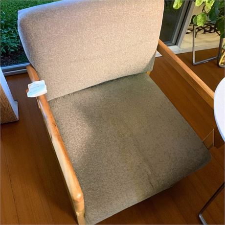 Beige Office Chair W/Wood Arms