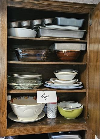 Pyrex Olive Green Bowl, Pyrex Baking, Fire King Baking, Misc Plates, & More