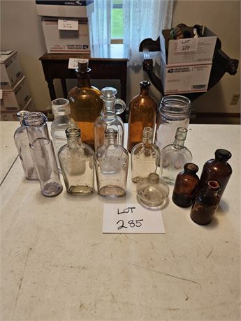 Mixed Antique Bottles- Medical, Cleaning & More